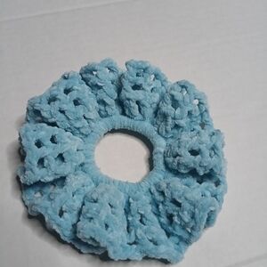 Blue Crochet Hair Scrunchie